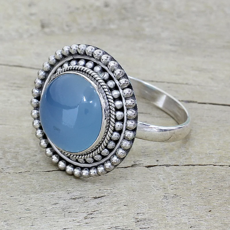 - Air box TSA certified check-inAzure Skies Round Blue Chalcedony and Sterling Silver Cocktail Ring