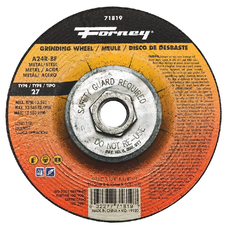 Pet ProductsGrinding Wheel, Metal, Type 27, 4-1/2 in x 1/4 in x 5/8 in-11