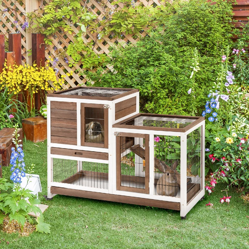  . **Pet toys are bite-resistant and wear-resistant**PawHut Wooden Indoor Rabbit Hutch Guinea Pig House Bunny Small Animal Cage W/ Wheels Enclosed Run 110 x 50 x 86 cm