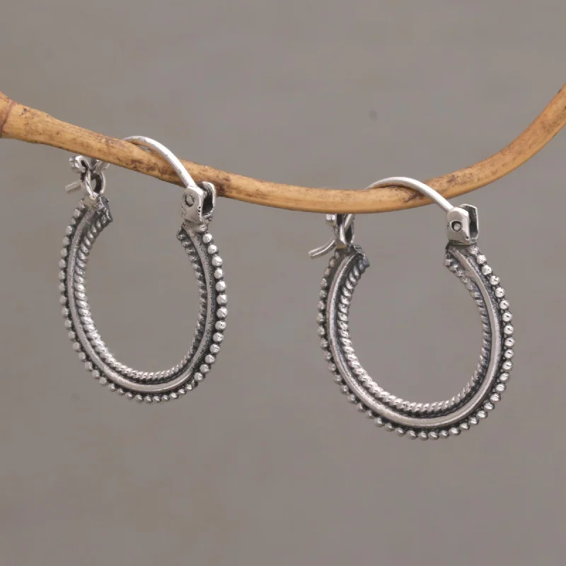 - Car dog seat beltOn Rotation One Inch Diameter Sterling Silver Hoop Earrings