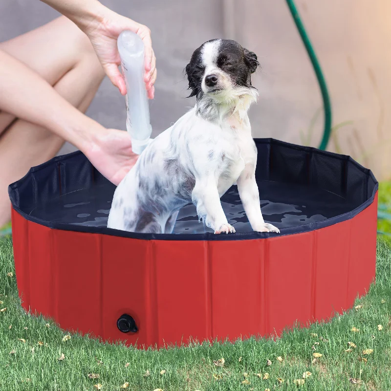  . **Cat drinking fountain filter model**PawHut ?100x30H cm Pet Swimming Pool-Red