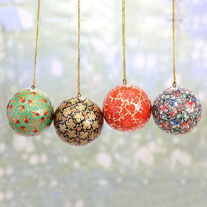 - Cat stress soothing sprayAlluring Baubles Set of Four Round Colorful Papier Mache Ornaments from India