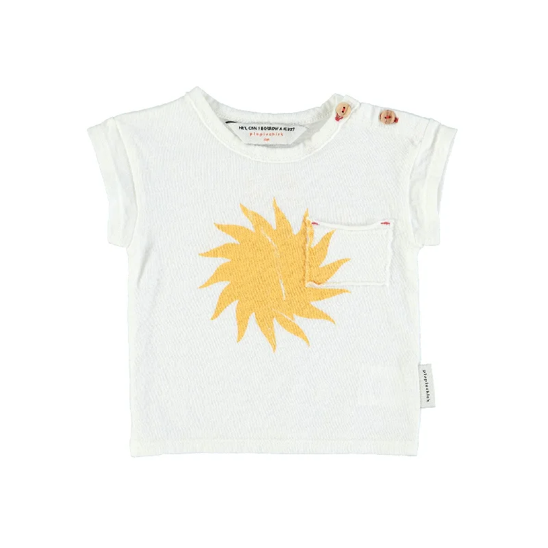 - ​​Pet toys under    yuanPiupiuchick Ecru Sun Print Baby T-Shirt