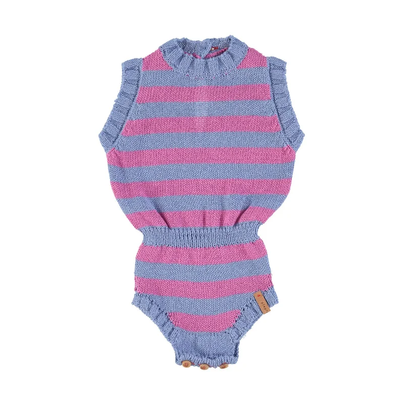 - Car dog seat beltPiupiuchick Blue Stripe Knitted Playsuit