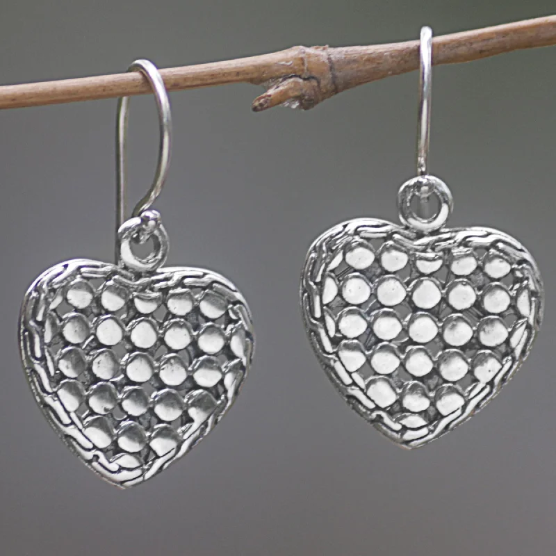 - Hamster silent running wheel to prevent chewingHeart of Steel Sterling Silver Heart Dangle Earrings Handmade in Indonesia