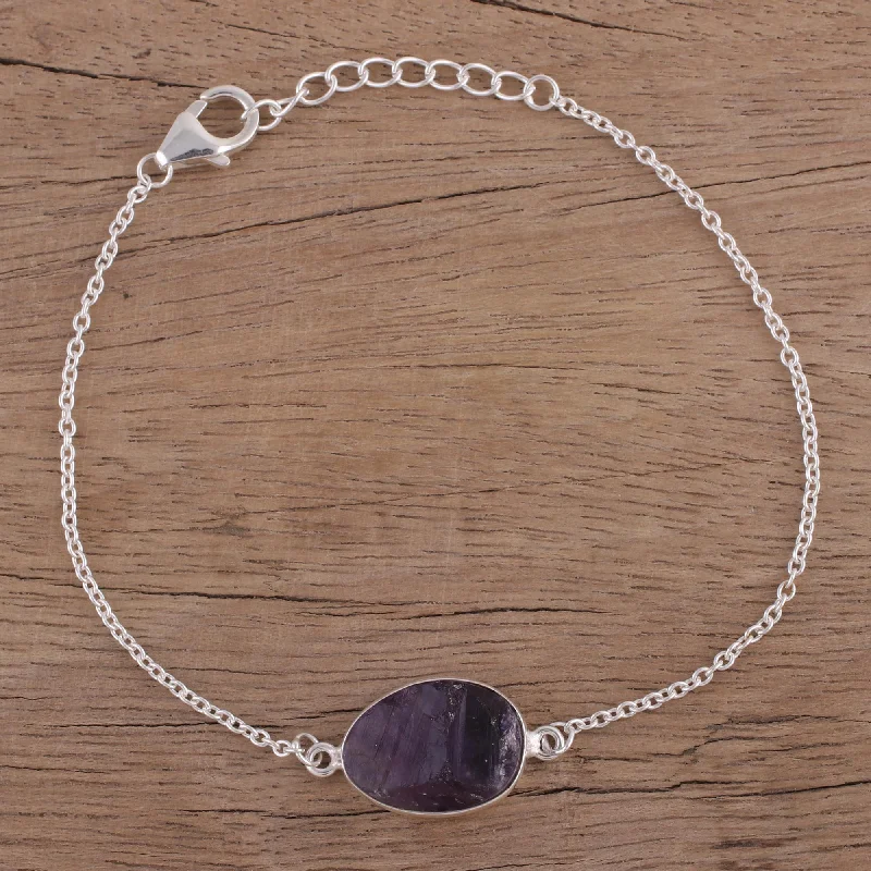  -Explosion-proof leash FOR LARGE dogsTrendy Egg Amethyst and Sterling Silver Pendant Bracelet from India