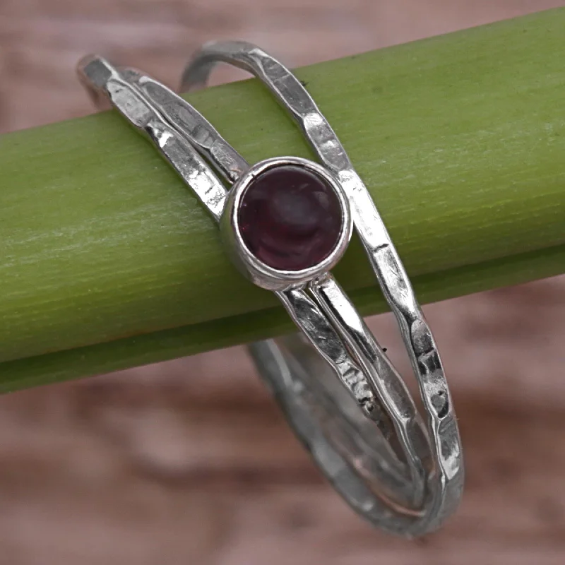 ---Magical Essence in Red Garnet and Sterling Silver Solitaire Ring from Indonesia