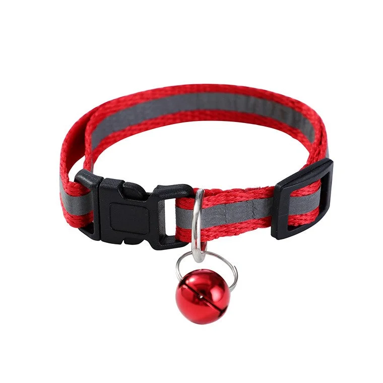 Pet ProductsCat Collar Nylon Reflective Breakaway w/ Bell, 3 Asstd Colours