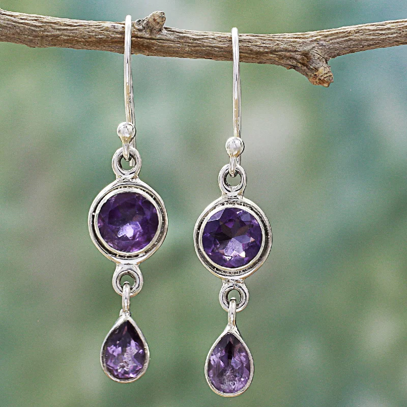 - Remote interactive pet feederLilac Droplets Faceted Amethyst and Sterling Silver Dangle Earrings