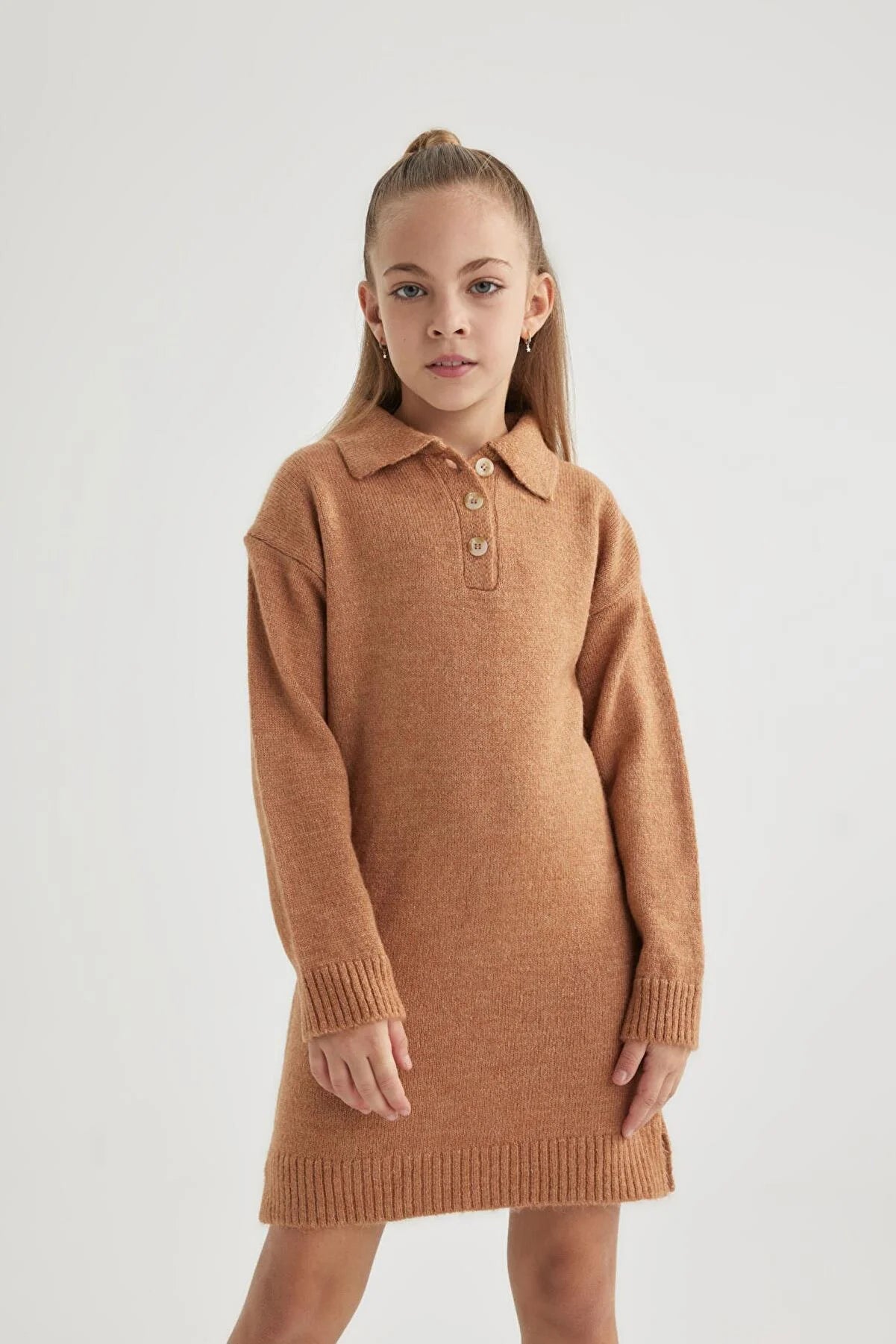 - Dog anti-slip matDefacto Girl's Brown Polo Neck Long Sleeve Knitwear Dress