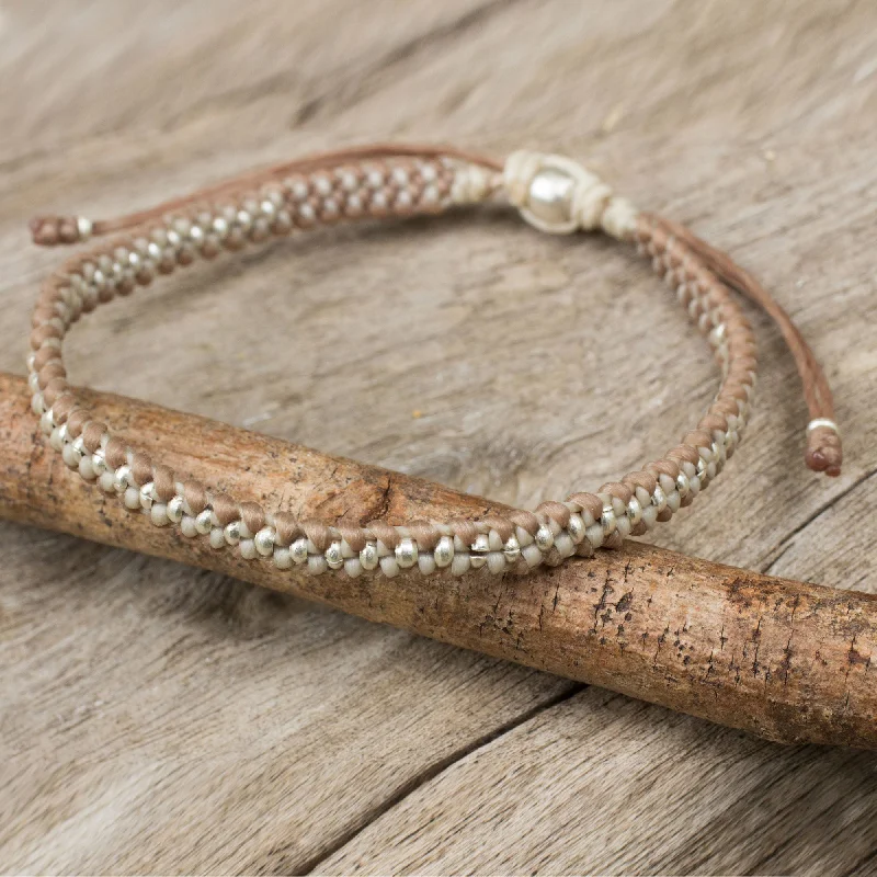 - Pet monitor with cameraTan Ivory Progression Macrame Bracelet in Tan and Ivory with Hill Tribe Silver