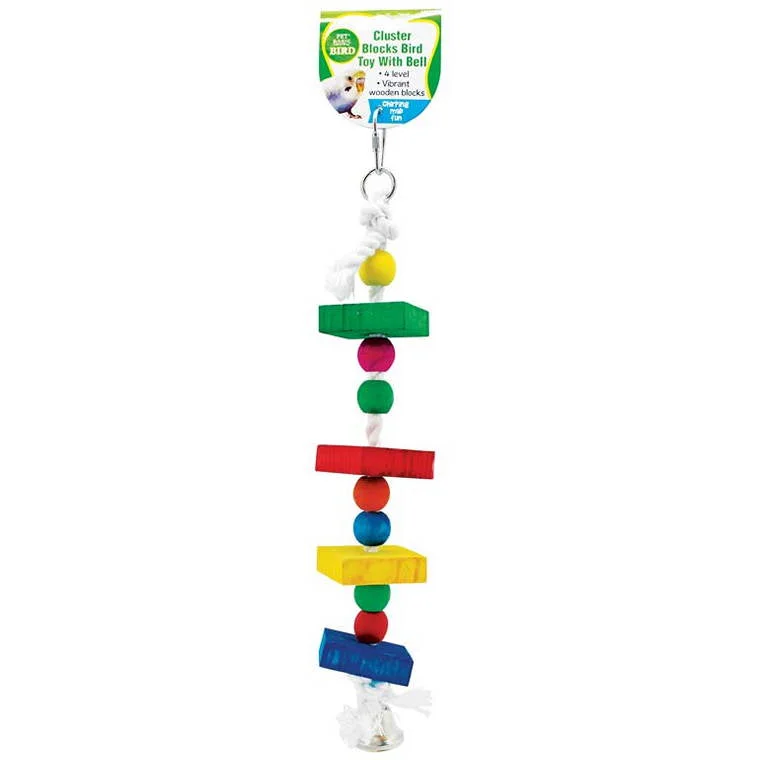 - ​​Pet toys under    yuanBird Toy 4 Level Cluster Blocks w/ Bell