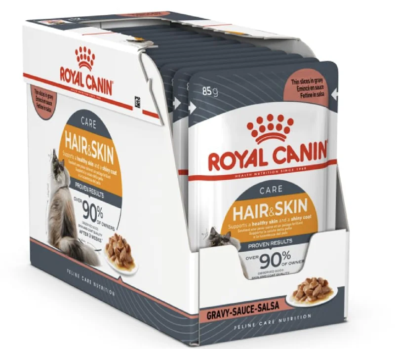 - Foldable and portable cat bagRoyal Canin Cat Wet Food - Hair & Skin - Gravy - Box (12 x 85g)