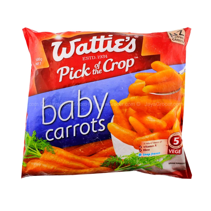 - Organic cotton dog bibsWattie’s Baby Carrots 500g