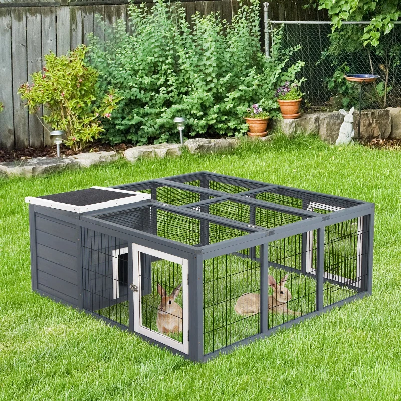  . **Cat nest winter warmth**PawHut Rabbit Hutch Small Animal Guinea Pig House with Openable Main House & Run Roof