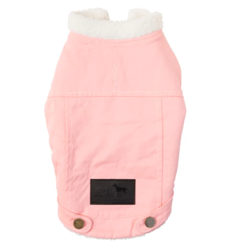 - Organic cotton dog bibsFuzzyard Dog Coat - Rebel - Pink With Sheepskin Trim - Size 5