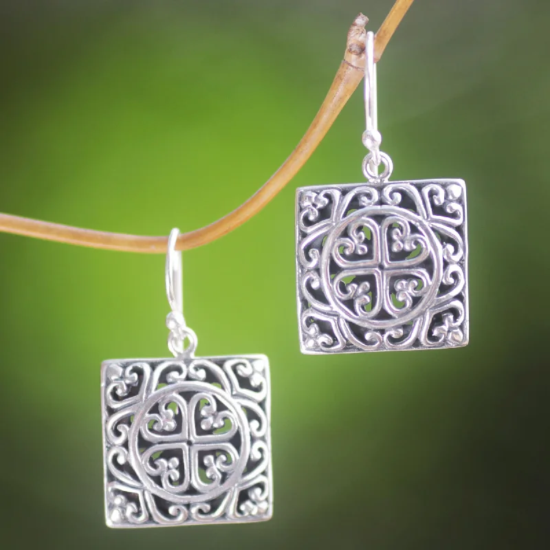 - Winter dog thick down jacketHeart Cube Handmade Sterling Silver Dangle Heart Earrings from Bali