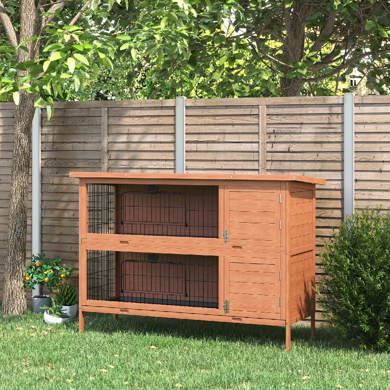  . **Cat toy cat teaser**PawHut Double Decker Rabbit Hutch 4FT Guinea Pig Cage with No Leak Trays for Outdoor