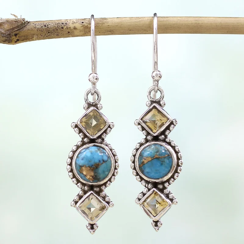 - Pet tear stain cleaning wipesSeashore Radiance Citrine and Silver Dangle Earrings from India