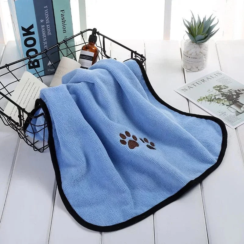 Dog clothesKUTKUT Super Absorbent Luxury Microfiber Dog Towel | Embroidered Pet Ultra Drying Towel | Quick Drying Beach Towel for Small, Medium, Large Dogs and Cats (Blue)