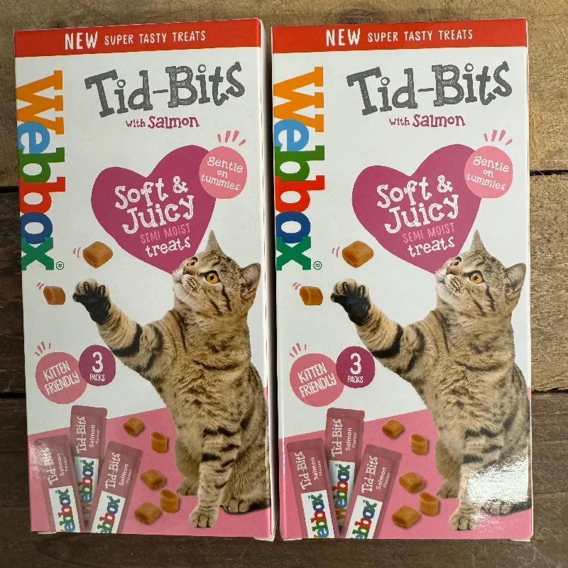    - Cat food discounts and promotions  12x Webbox Tasty Tid Bits Salmon Cat Treats Packs (4 Boxes of 3x10g)