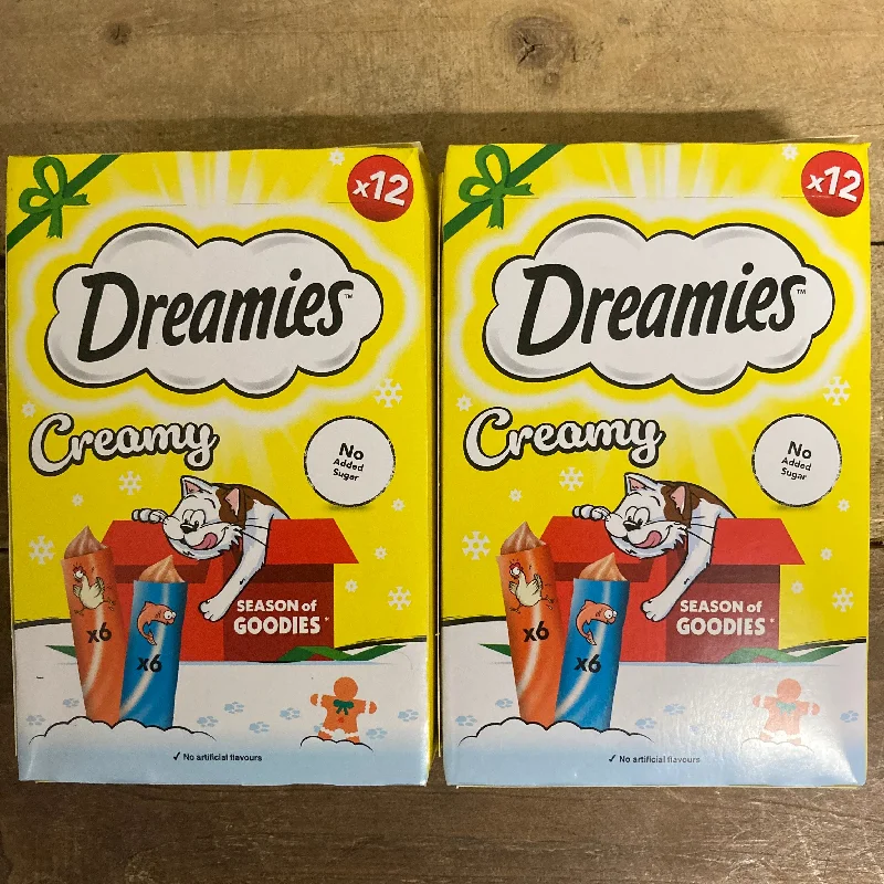    - Cat food for picky eaters  24x Dreamies Creamy Snacks with Chicken & Salmon (2 Packs of 12x10g)