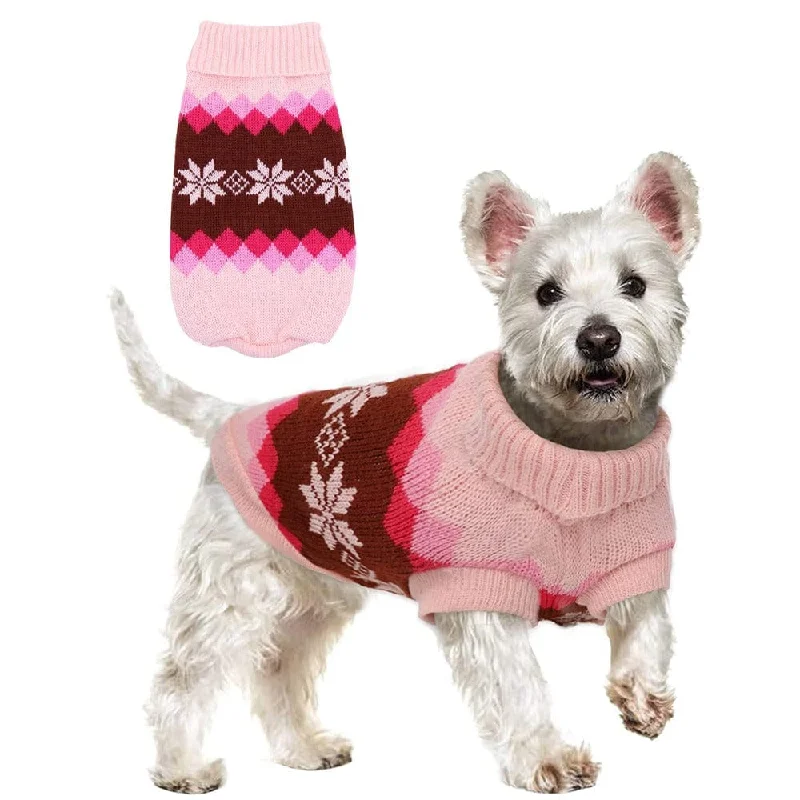 Pet winter warm clothesKUTKUT Dog Sweater,Turtleneck Knitwear Small Dog Sweater, Soft Comfortable Knitwear Pullover for Shihtzu, Maltese Pug etc, Argyle Style Weaved Pet Sweater Winter Dog Clothes