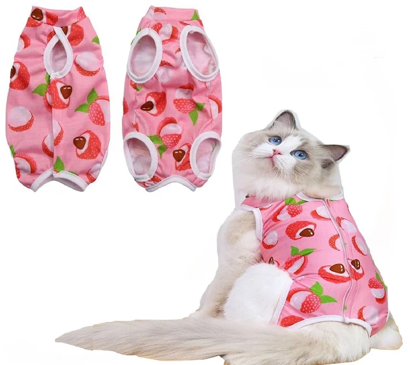 Non-toxic pet clothesKUTKUT Cats Dog Sterilization Suit, Cat Surgery Recovery Suit | Physiological Poly Cotton Breathable Clothes for Abdominal Wounds or Skin Diseases Hook & Loop Closure Costume  (Pink)