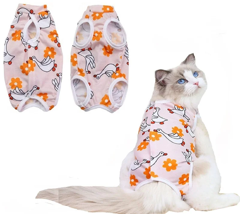 Pet anti-allergic clothesKUTKUT Cats Dog Sterilization Suit, Cat Surgery Recovery Suit | Physiological Poly Cotton Breathable Clothes for Abdominal Wounds or Skin Diseases Hook & Loop Closure Costume  (Multi)