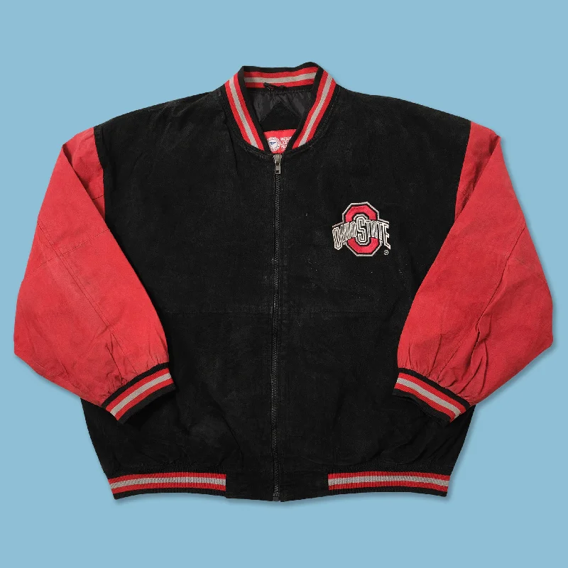 ---Vintage Ohio State Buckeyes Suede Leather Jacket XXL