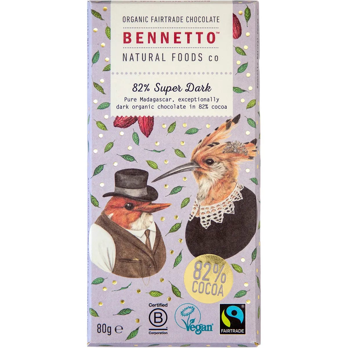  -High-fiber dog foodBennetto Organic Dark Chocolate 80g - Super Dark