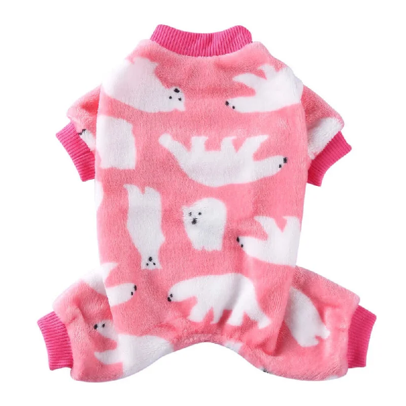 Classification by material or design:KUTKUT Dog Pajamas Flannel Dog Onesie Comfy Velvet Winter Pajamas Coat Jumpsuit for Small Dogs and Puppies, Winter Warm Dog Clothes with Legs Pet Doggie Onesies Romper Coat (Polar Bear )