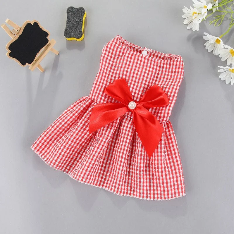 Pet wedding dressesKUTKUT Small Dog Dress Girl Puppy Clothes Female Princess Tutu Striped Skirt Summer Shirt for Shih tzu, Maltese Cat Pet Apparel Outfits  ( Red)