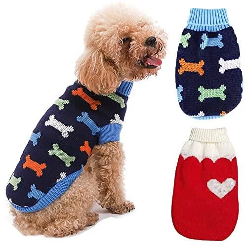 Classification by function or use:KUTKUT 2 Pack Small Dogs Sweaters, Winter Warm Turtleneck Knitted Girl Dog Clothes,Cute Knitwear Soft Puppy Pullover Vest Outfits