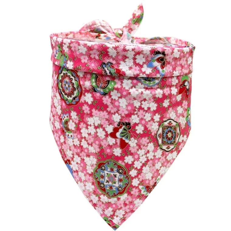 Classification by pet type:KUTKUT Floral Print Dog Tux | 100% Cotton Washable & Adjustable Bandana Scarf | Triangle Bibs Kerchief | for Puppy, Small Medium Large Dogs & Cats