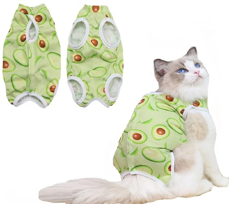 Focus on health and safety:KUTKUT Cats Dog Sterilization Suit, Cat Surgery Recovery Suit | Physiological Poly Cotton Breathable Clothes for Abdominal Wounds or Skin Diseases Hook & Loop Closure Costume  (Green)