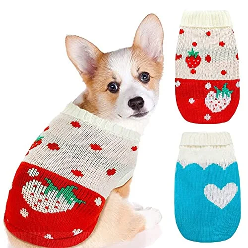 Pet sun protection clothesKUTKUT 2 Pcs Small Dogs Pullovers,Winter Warm Turtleneck Knitted Girl Dog Clothes,Cute Knitwear Soft Puppy Sweaters Vest Outfits