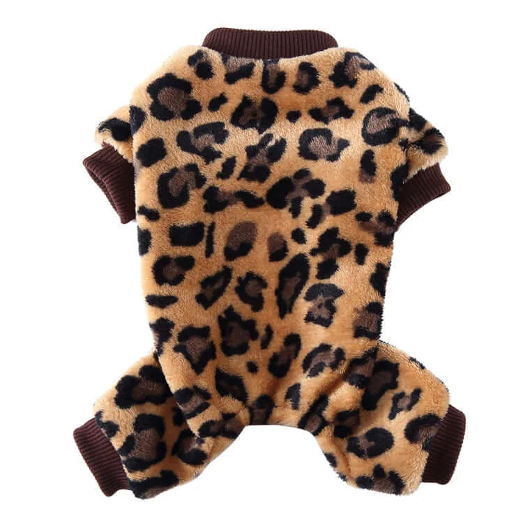 Pet walking leash setKUTKUT Dog Pajamas Flannel Dog Onesie Comfy Velvet Winter Pajamas Coat Jumpsuit for Small Dogs and Puppies, Winter Warm Dog Clothes with Legs Pet Doggie Onesies Romper Coat (Leopard) )