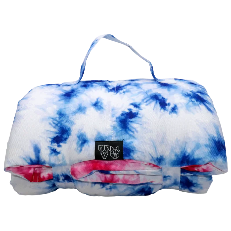 ---Big & Little Dogs - On The Go Pet Mat - Blue & Pink Tie Dye