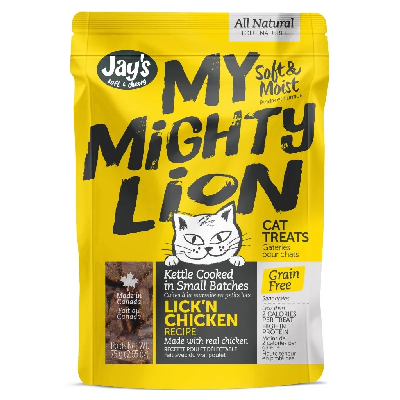    - High-fiber cat food  My Mighty Lion Lick'n Chicken 75g