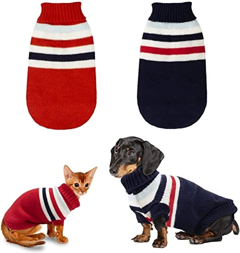 Classification by season or weather:KUTKUT Combo of 2 Dog Sweater | Warm Strip Dog Winter Knitwear Clothes with Elastic Leg Bands | Soft Acrylic Knitted Pet Pullover for Small Medium Large Doggy